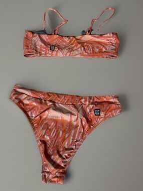Jolyn Clothing Orange & Pink Patterned Bikini Set